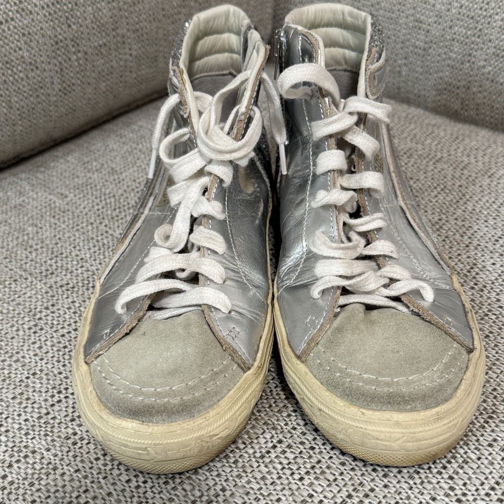 Golden Goose Slide with Laminated Leather Upper and Silver Glitter Size 36 - Picture 7 of 14